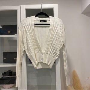 Cropped white cardigan